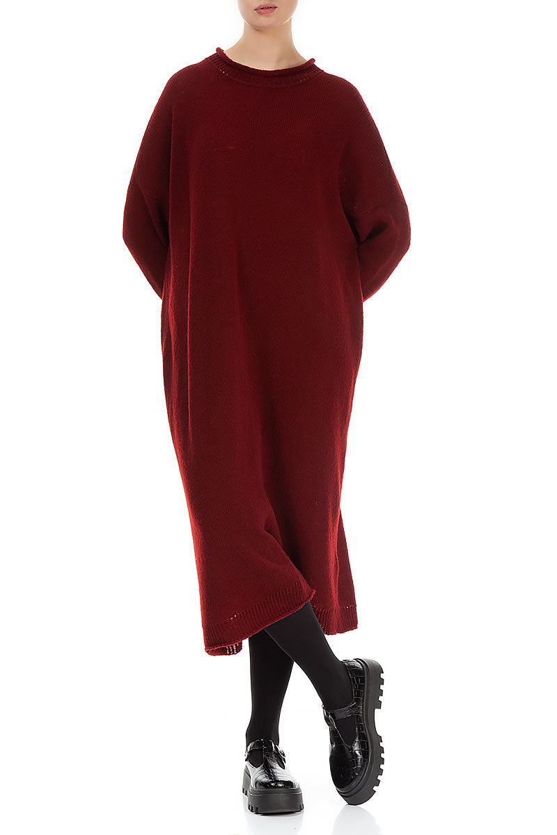 Loose Maroon Wool Dress