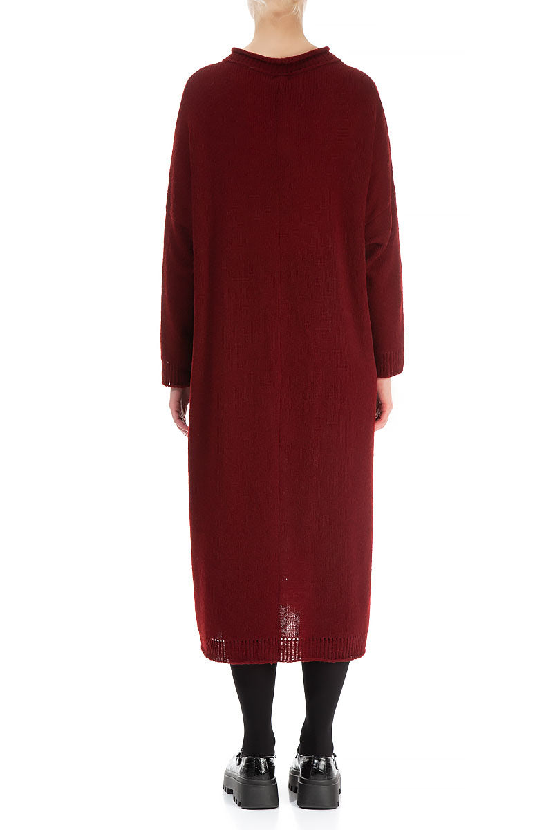 Loose Maroon Wool Dress