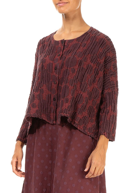 Loose Merlot Circle Silk Linen Jacket