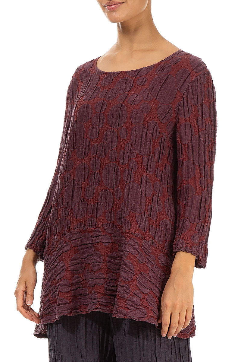 Loose Merlot Circle Silk Linen Tunic