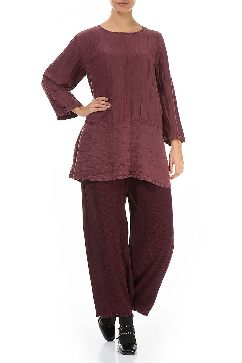 Loose Merlot Silk Linen Tunic