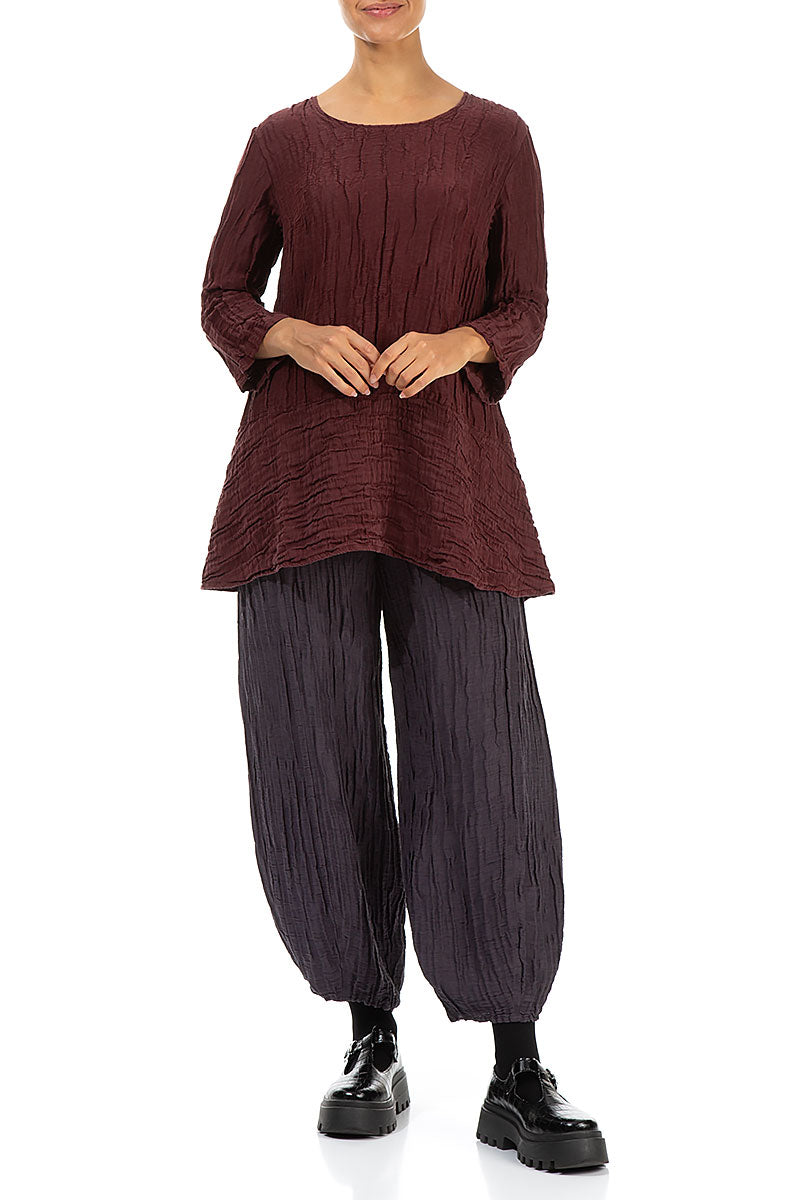 Loose Merlot Silk Linen Tunic