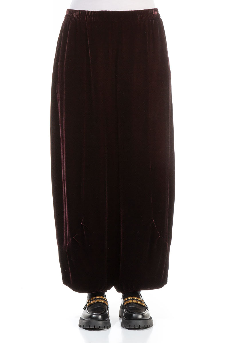 Loose Merlot Silk Velvet Trousers