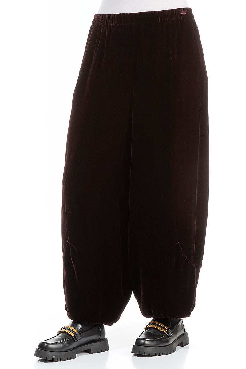 Loose Merlot Silk Velvet Trousers