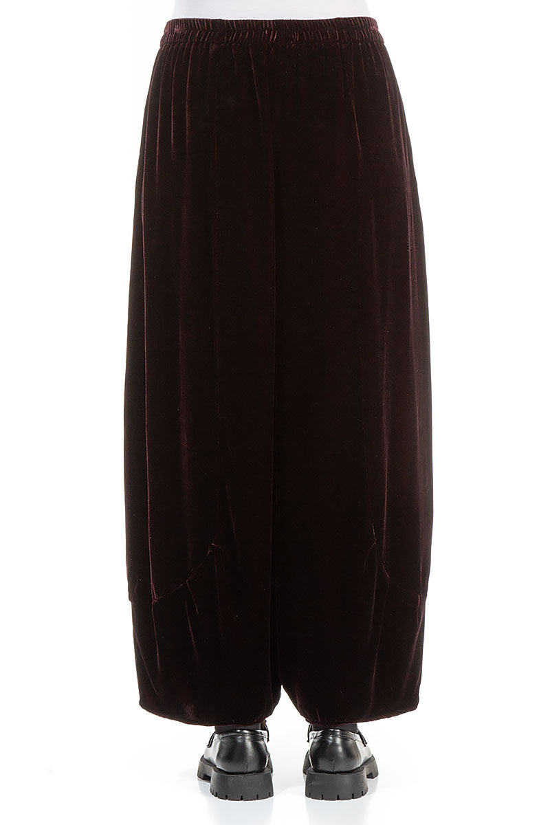 Loose Merlot Silk Velvet Trousers