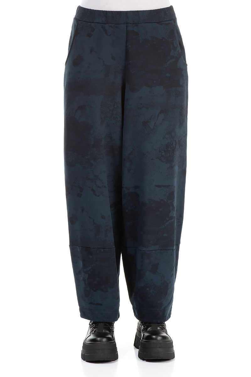 Loose Midnight Blue Alabaster French Terry Cotton Trousers 1