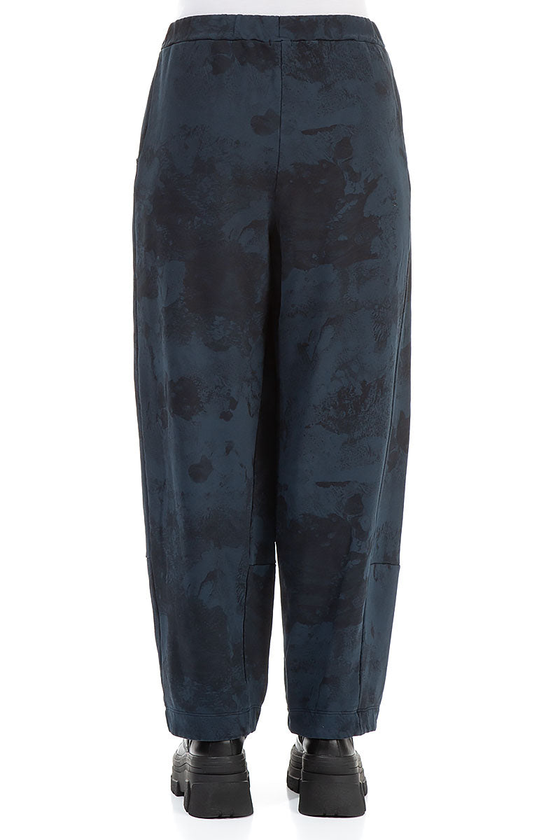 Loose Midnight Blue Alabaster French Terry Cotton Trousers 2