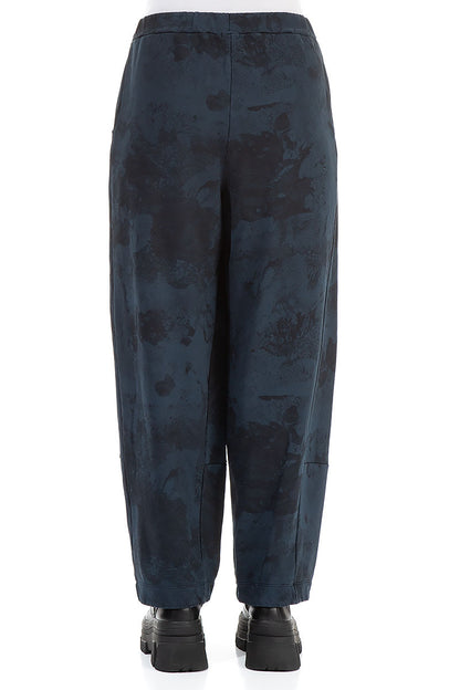 Loose Midnight Blue Alabaster French Terry Cotton Trousers 2
