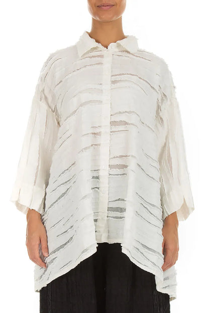 Loose Off White Fray Weave Shirt