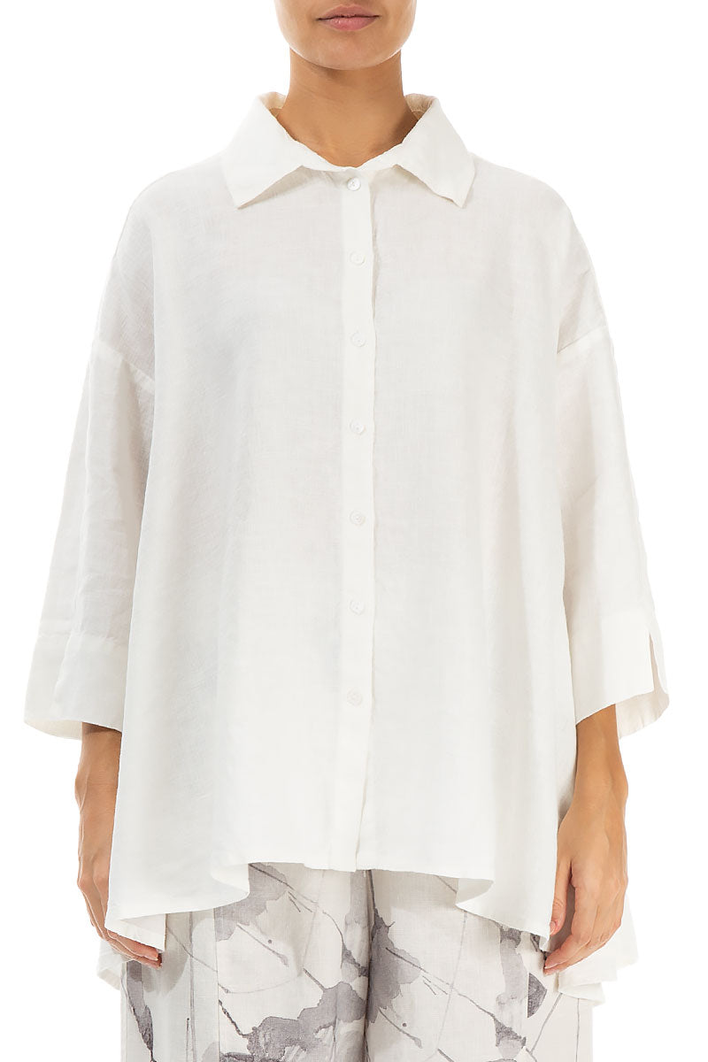 Loose Off White Linen Shirt