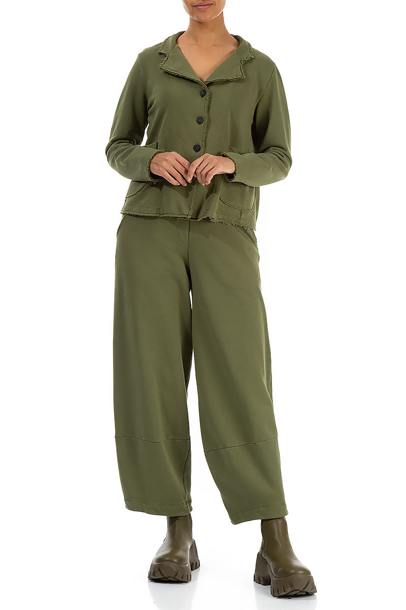 Loose Olive Cotton Trousers