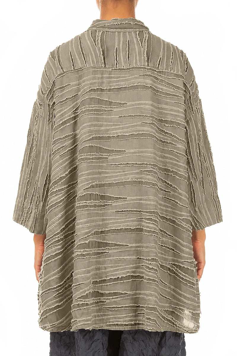 Loose Olive Fray Weave Shirt