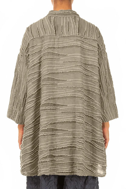 Loose Olive Fray Weave Shirt