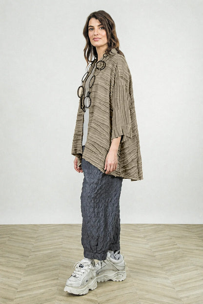 Loose Olive Fray Weave Shirt