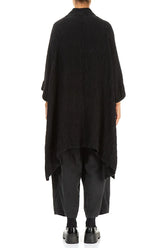 Loose Open Crinkled Black Silk Jacket 2