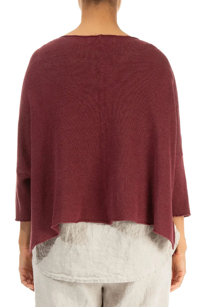 Loose Openwork Antique Ruby Linen Cardigan 2