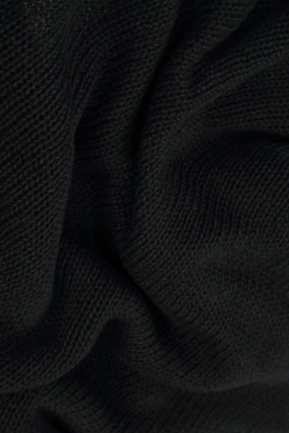 Lockere, durchbrochene schwarze Leinen-Strickjacke