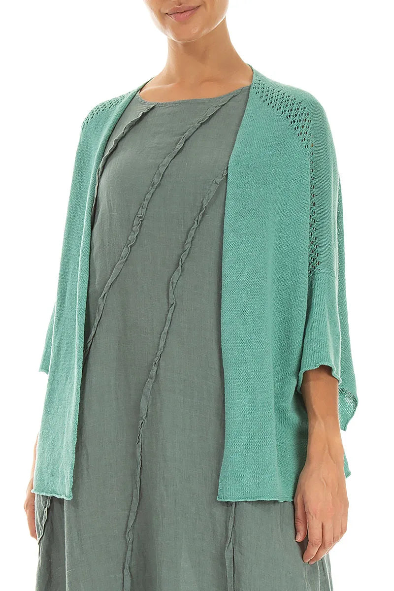Loose Openwork Mint Linen Cardigan 4
