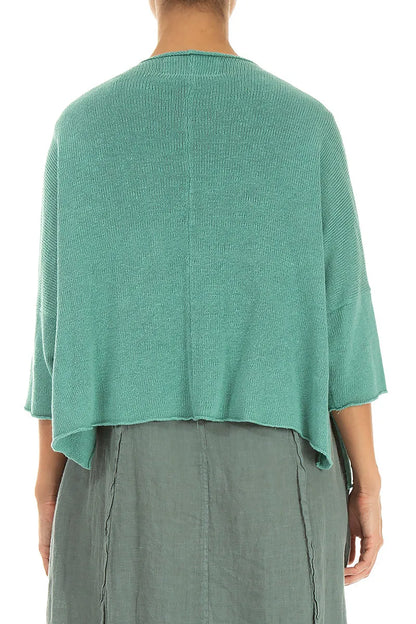 Loose Openwork Mint Linen Cardigan 2