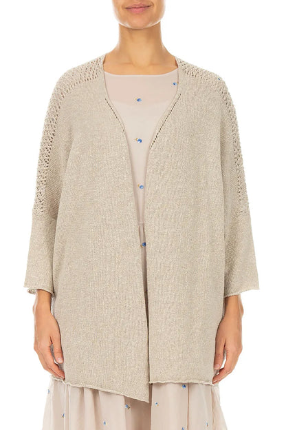 Loose Openwork Natural Linen Cardigan 1