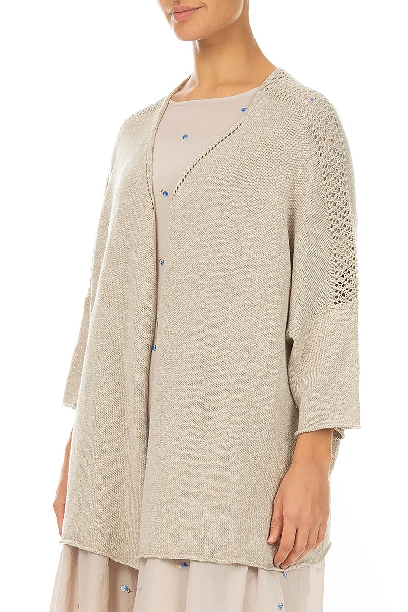 Loose Openwork Natural Linen Cardigan 3