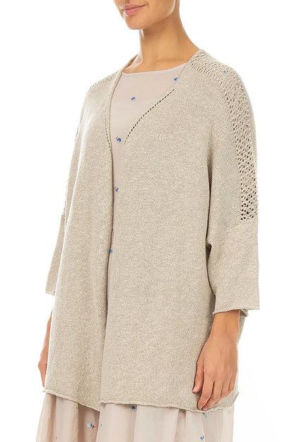 Loose Openwork Natural Linen Cardigan 3