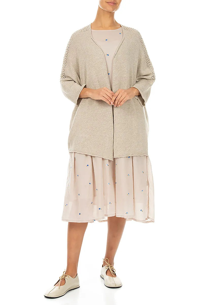 Loose Openwork Natural Linen Cardigan 4