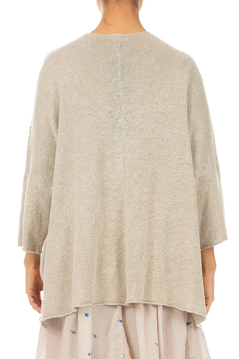 Loose Openwork Natural Linen Cardigan 2