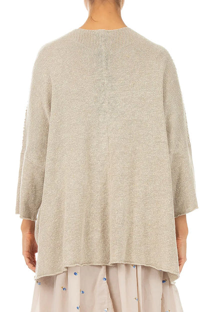 Loose Openwork Natural Linen Cardigan 2