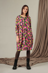 Loose Paint Mosaic Cotton Dress 1