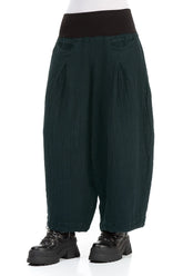 Loose Peacock Mélange Linen Trousers 3