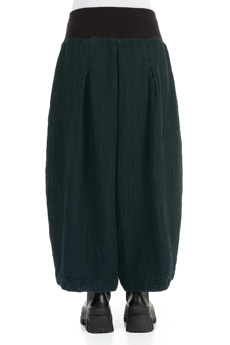 Loose Peacock Mélange Linen Trousers 2