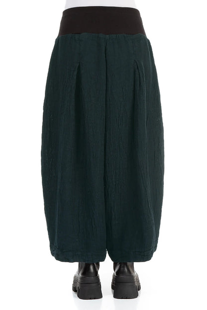 Loose Peacock Mélange Linen Trousers 2