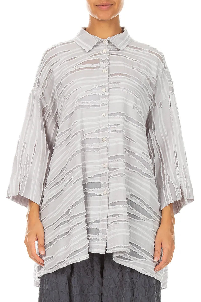 Loose Pearl Grey Fray Weave Shirt