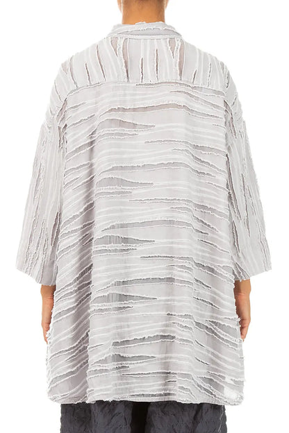 Loose Pearl Grey Fray Weave Shirt