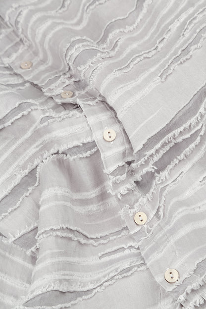 Loose Pearl Grey Fray Weave Shirt