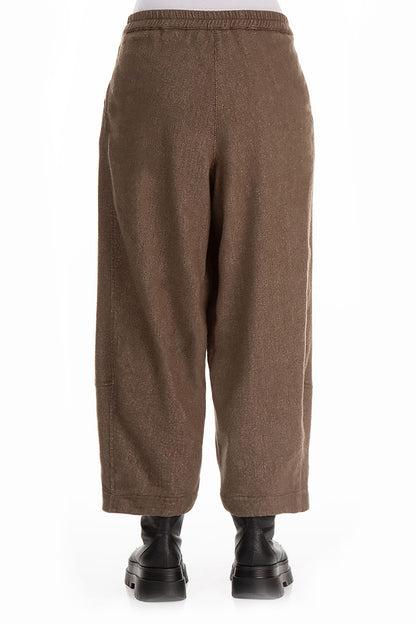 Loose Pepper Brown Wool Linen Trousers 2