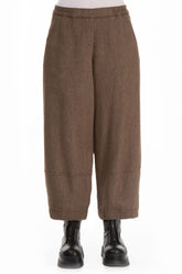 Loose Pepper Brown Wool Linen Trousers 1