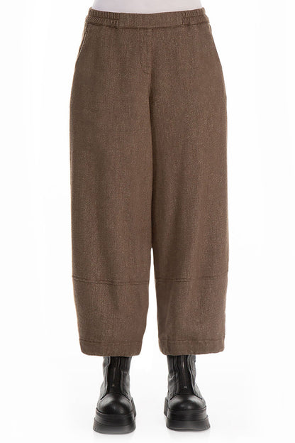 Loose Pepper Brown Wool Linen Trousers 1