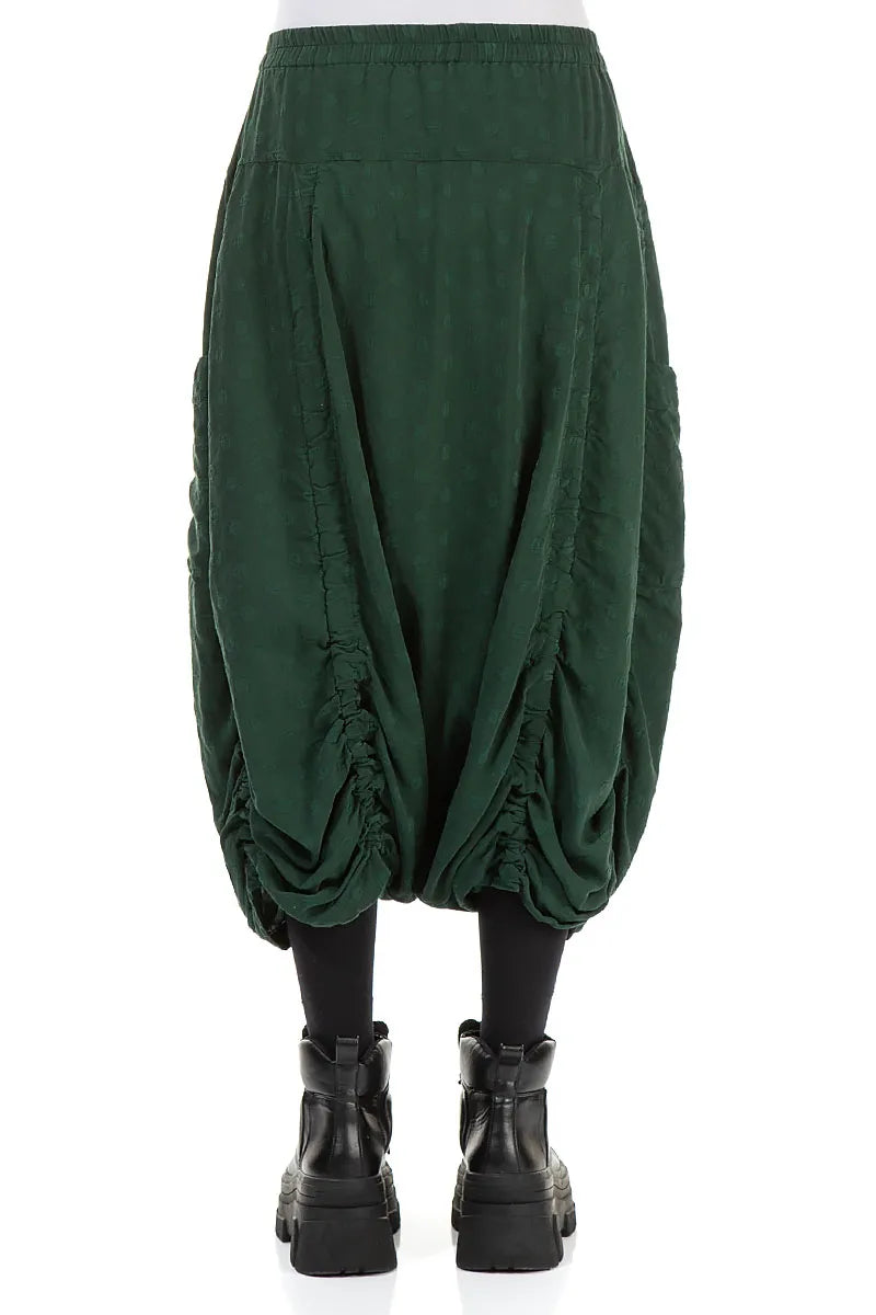 Loose Pine Green Dotty Silk Cotton Trousers
