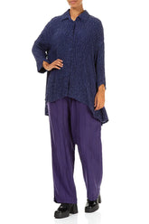 Loose Purple Crinkled Silk Shirt 4