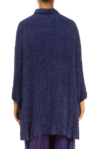 Loose Purple Crinkled Silk Shirt 2