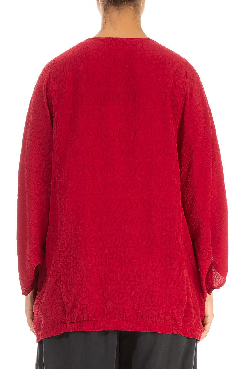 Loose Red Silk Cotton Blouse