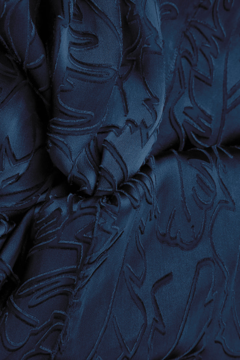 Loose Royal Blue Devoré Feather Silk Shirt 5