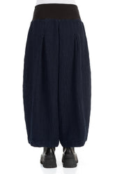 Loose Royal Blue Mélange Linen Trousers 2