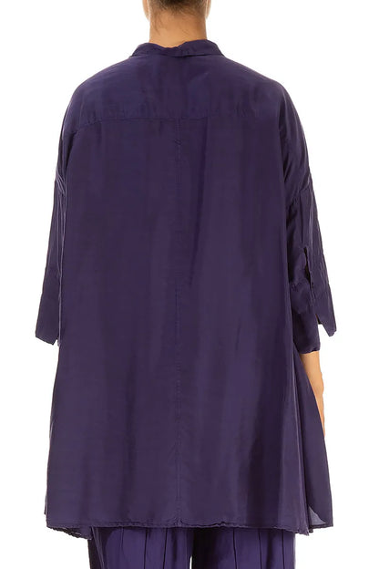 Loose Royal Purple Silk Bamboo Shirt 2
