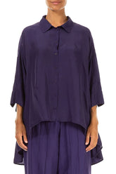 Loose Royal Purple Silk Bamboo Shirt 1