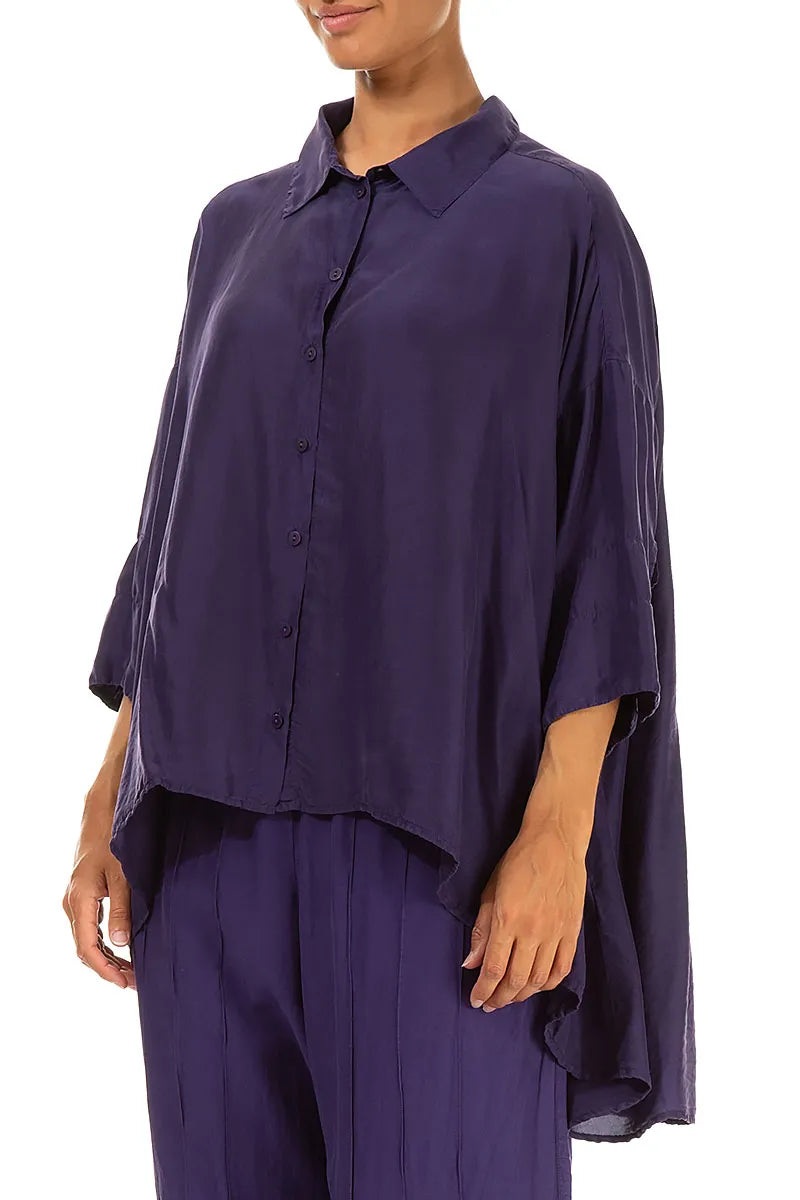 Loose Royal Purple Silk Bamboo Shirt 3
