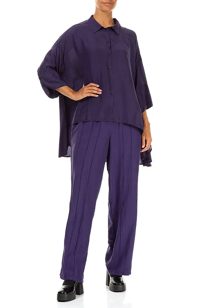 Loose Royal Purple Silk Bamboo Shirt 4