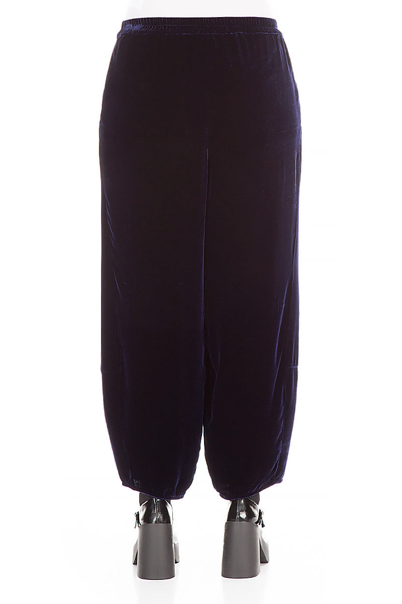 Loose Royal Purple Silk Velvet Trousers 2